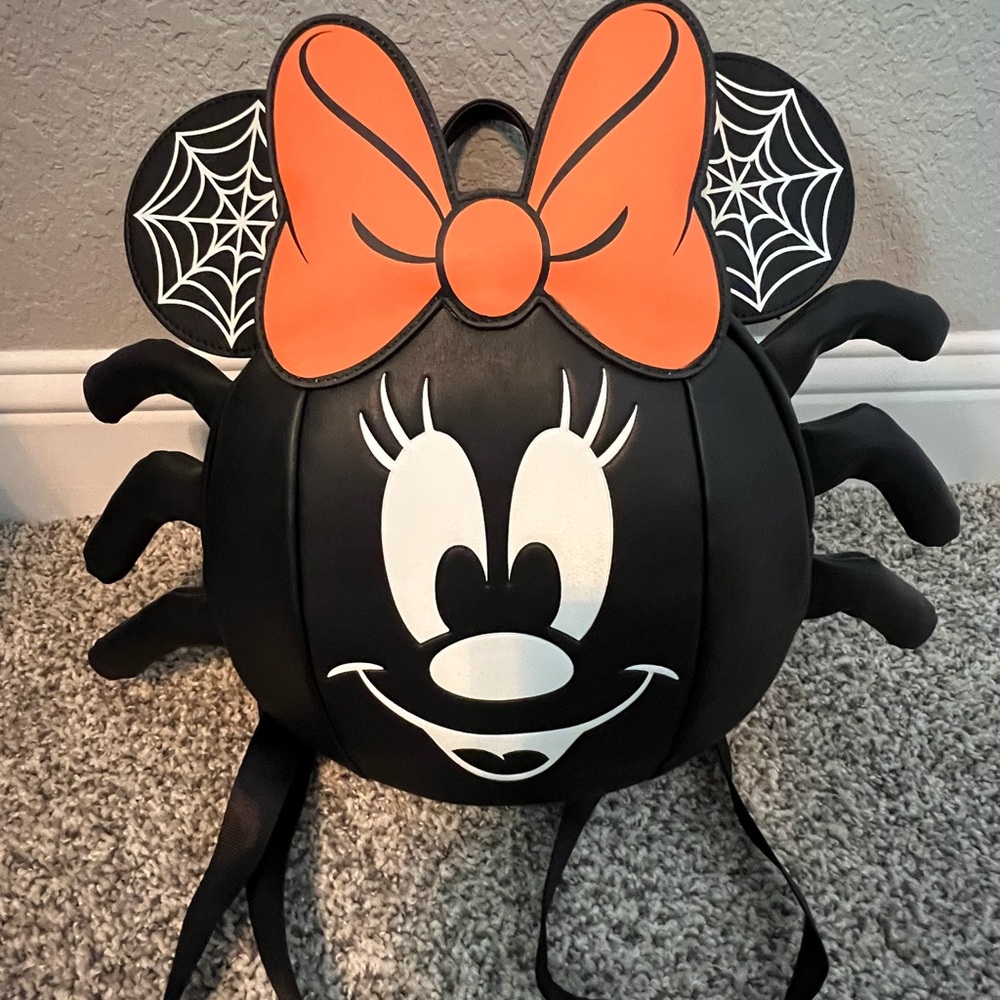 Loungefly Minnie Mouse Black and Orange Spider Backpack